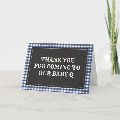 Baby Q Navy Plaid Baby Shower Thank You Card