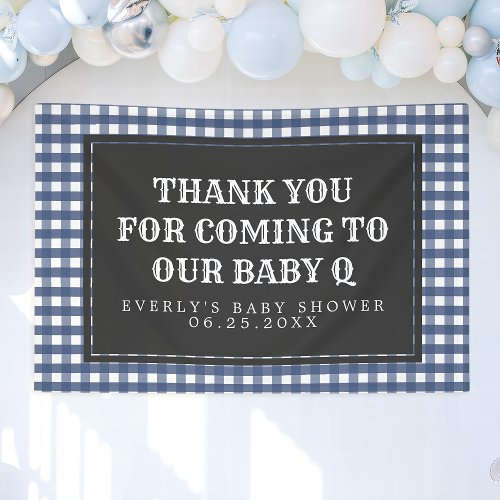 Baby Q Navy Plaid Baby Shower Welcome Banner