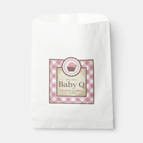 Baby Q Pink Gingham and Cupcake Favor Bag