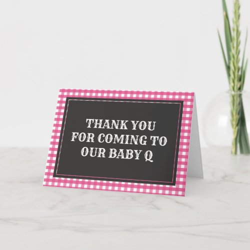 Baby Q Pink Plaid Baby Shower Thank You Card