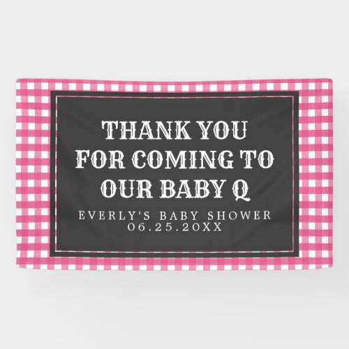 Baby Q Pink Plaid Baby Shower Welcome Banner
