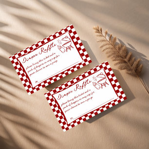 Baby q red checks baby shower diaper raffle ticket enclosure card