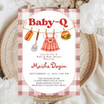 Baby-Q Red Gingham Clothesline Girl Baby Shower