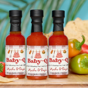 Baby-Q Red Gingham Girl Baby Shower Favor Hot Sauces