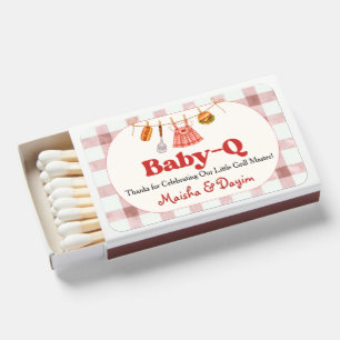 Baby-Q Red Gingham Girl Baby Shower Favor Matchbox Matchboxes