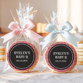 Baby Q Red Gingham Plaid Baby Shower Sugar Cookie
