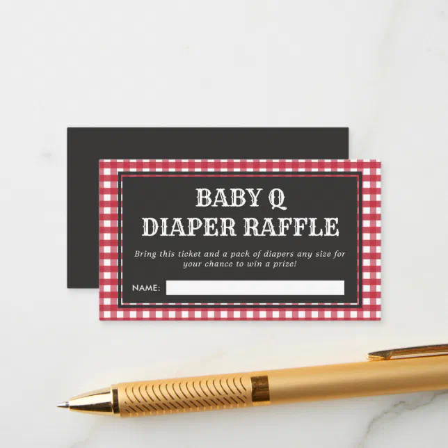 Baby Q Red Plaid Baby Shower Diaper Raffle Enclosure Card Zazzle