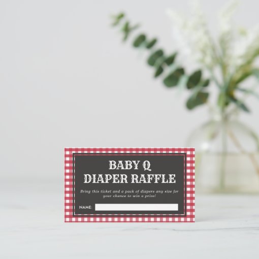 Baby Q Red Plaid Baby Shower Diaper Raffle Enclosure Card Zazzle