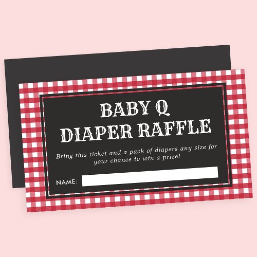 Baby Q Red Plaid Baby Shower Diaper Raffle Enclosure Card