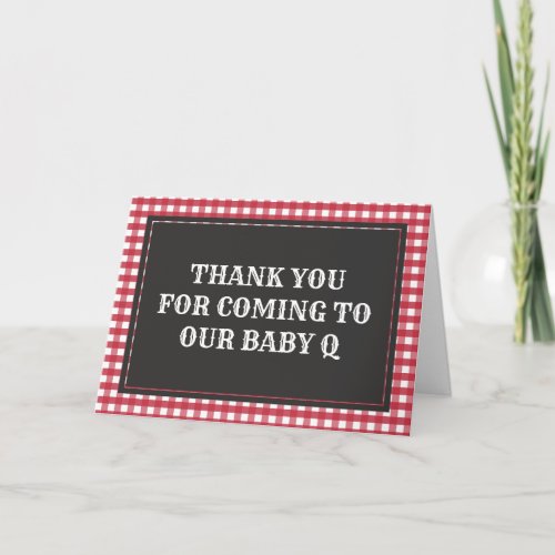 Baby Q Red Plaid Baby Shower Thank You Card