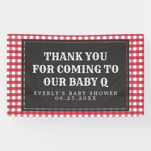 Baby Q Red Plaid Baby Shower Welcome Banner