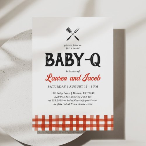 Baby Q Rustic Couples Baby Shower Invitation