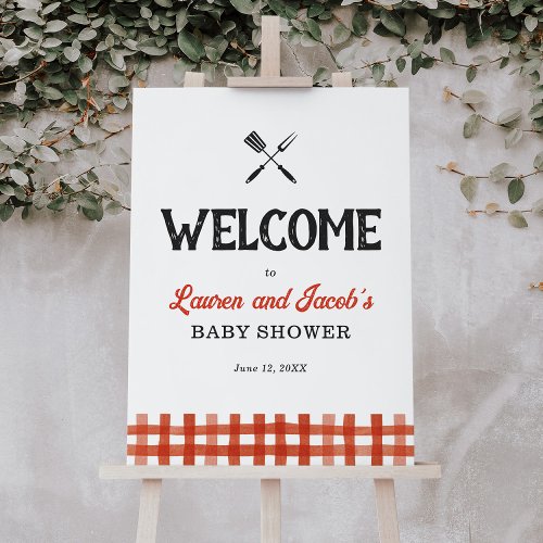 Baby Q Rustic Couples Baby Shower Welcome Sign