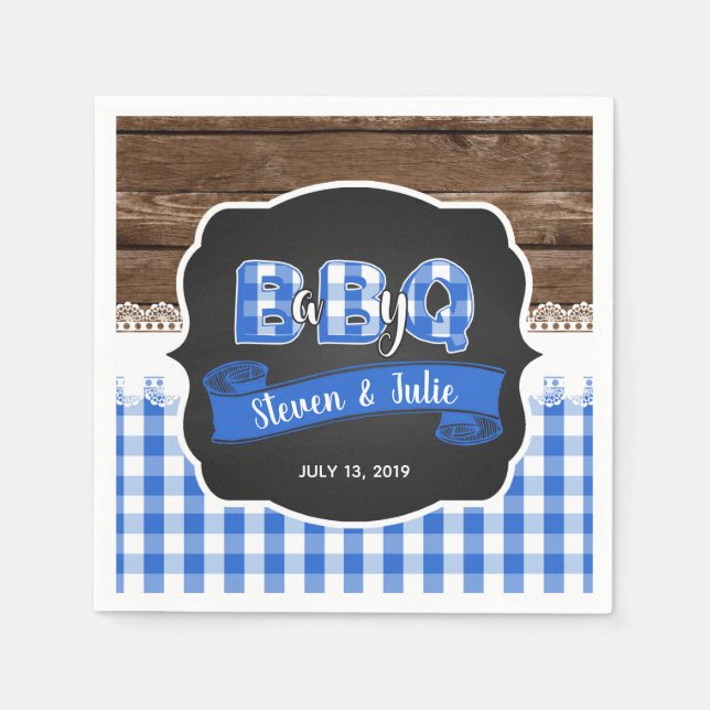 Baby Q Shower Napkin - Blue (Front)