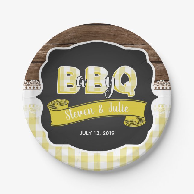 Baby Q Shower Paper Plate - Yellow (Front)