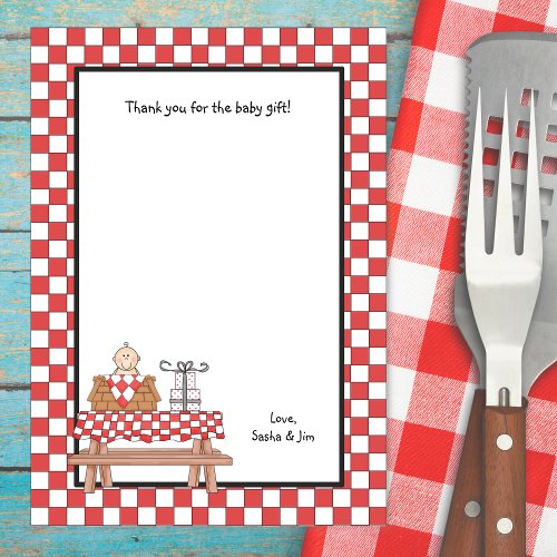 Baby Q Shower Thank You Note Stationery