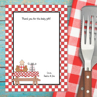Baby Q Shower Thank You Note Stationery Card