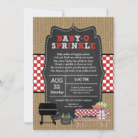 Baby Q Sprinkle, neutral BBQ baby shower Invitation