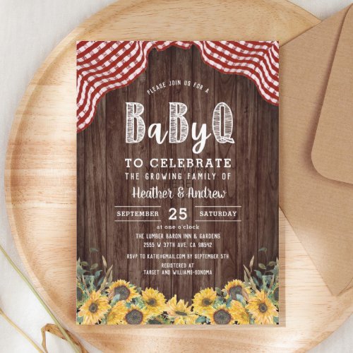 Baby Q Sunflower BBQ Baby Shower Invitation