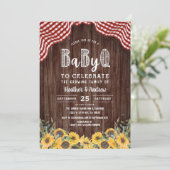 Baby Q Sunflower BBQ Baby Shower Invitation (Standing Front)