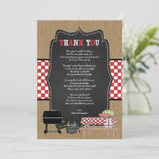Baby Q thank you notes with poem / BBQ baby shower Invitation Zazzle