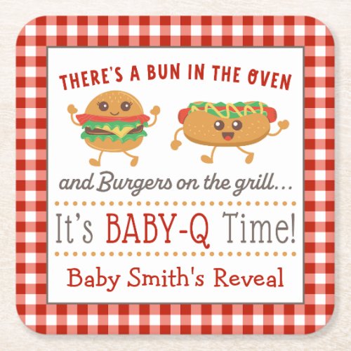 BABY_Q themed gender reveal napkins Square Paper Coaster