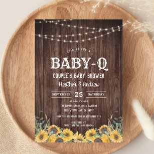 Baby-Q Yellow BBQ Couple's Baby Shower Invitation