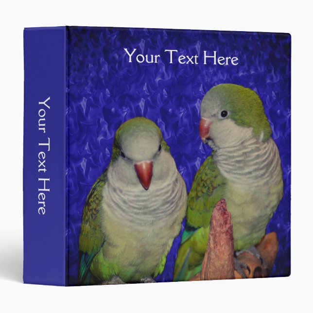 Baby Quaker Parrots Personalized 3 Ring Binder (Front/Spine)
