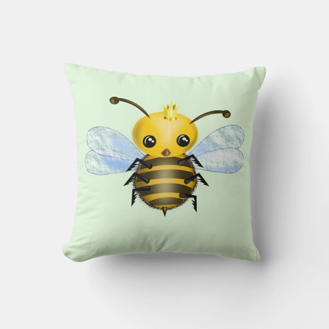 Baby Queen Bee Throw Pillow - Choose Colors (Front)