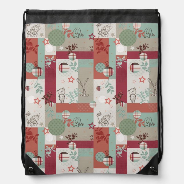 Baby Quilt Pattern 2 Drawstring Bag (Front)