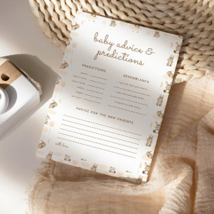 Baby Rabbit Baby Shower Predictions & Advice Card