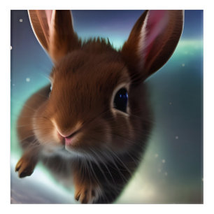 Baby Rabbit Running In Space Acrylic Print