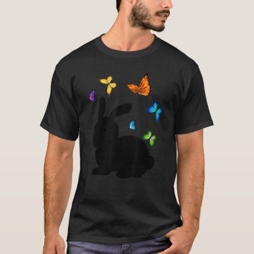 Baby Rabbit with Butterfly World Farm Animals Day T_Shirt