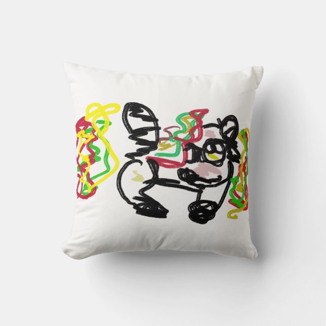 Baby Raccoon Autumn Throw Pillow (Front)