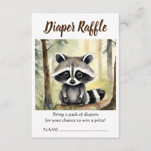 Baby Raccoon Baby Shower Diaper Raffle Enclosure Card