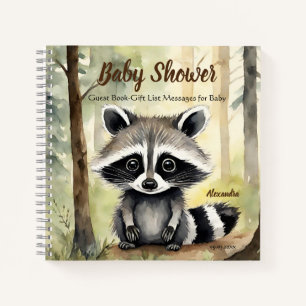 Baby Raccoon Baby Shower Guest Gift List  Notebook