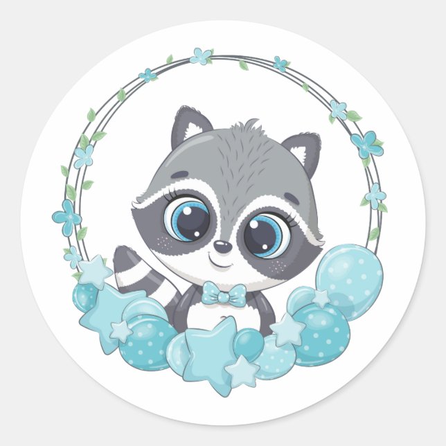 Baby Raccoon  Classic Round Sticker (Front)