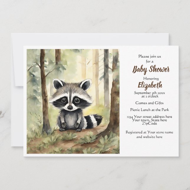 Baby Raccoon Gender Neutral Baby Shower Invitation (Front)