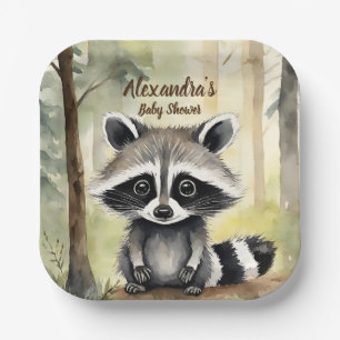 Baby Raccoon Gender Neutral Baby Shower Paper Plates