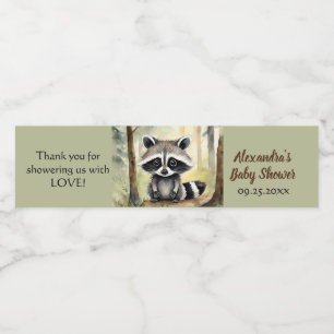 Baby Raccoon Gender Neutral Baby Shower Water Bottle Label