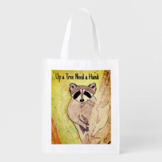 Baby Raccoon- Up a Tree Need a Hand Grocery Bag