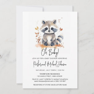 Baby Raccoon Woodland Animal Baby Shower Invitation