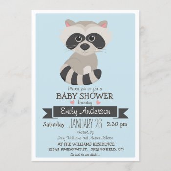 Baby Raccoon  Woodland Baby Shower Or Sprinkle Invitation by Card_Stop at Zazzle