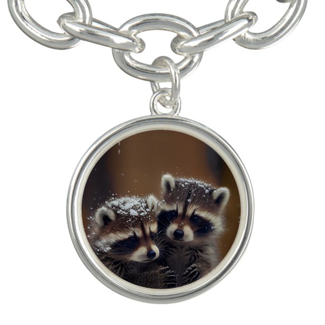 Baby Raccoons Huddle in Falling Snow Bracelet (Design)
