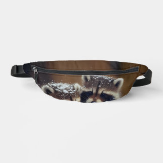 Baby Raccoons Huddle in Falling Snow Fanny Pack
