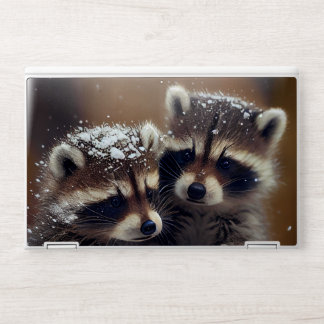 Baby Raccoons Huddle in Falling Snow HP Laptop Skin