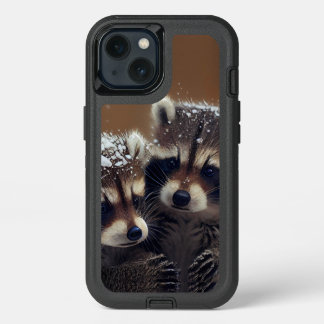 Baby Raccoons Huddle in Falling Snow iPhone 13 Case