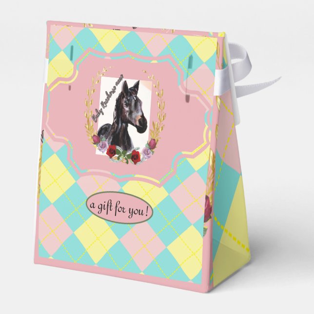 baby racehorse mare argyle Favor Box (Back Side)