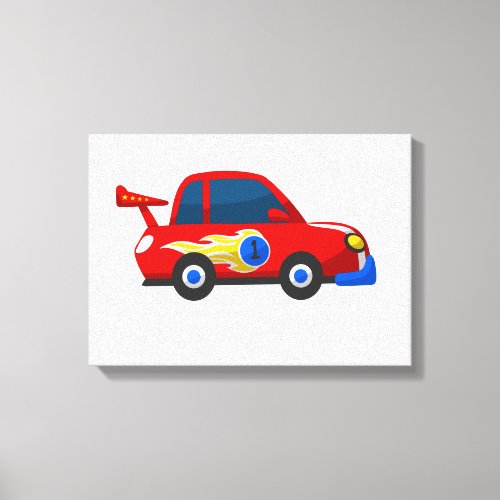 Baby racing Cartoon car Canvas Print