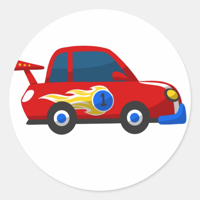 Baby racing Cartoon car Classic Round Sticker (Front)